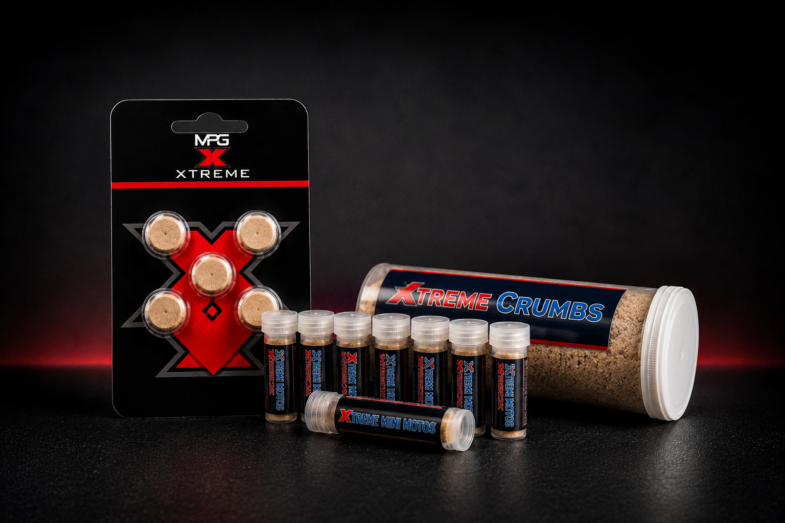 MPG X-Caps product lineup including Premium X-Caps, Xtreme Crumbs, and Xtreme Mini Motos